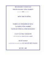 Nghiên cứu tình hình sử dụng lao động nông nghiệp tại huyện tĩnh gia, tỉnh thanh hoá 