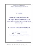 Biện pháp giảm rủi ro tín dụng tại chi nhánh ngân hàng nông nghiệp và phát triển nông thôn huyện nghĩa hưng, tỉnh nam định 