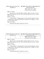 Gián án Đề thi KSCL học kì I lớp 7 - năm học 2010-2011