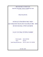 Luận văn đánh giá tình hình thực hiện quy hoạch sử dụng đất giai đoạn 2001 2010 huyện hải hậu, tỉnh nam định 