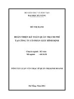 Hoàn thiện kế toán quản trị chi phí tại công ty cổ phần giày bình định