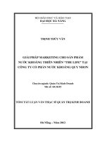 Giải pháp marketing cho sản phẩm nước khoáng thiên nhiên the life tại công ty cổ phần nước khoáng quy nhơn 