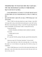 TÌNH HÌNH THỰC TẾ VỀ KẾ TOÁN TIÊU THỤ VÀ KẾT QUẢ TIÊU THỤ THÀNH PHẨM TẠI CÔNG TY TNHH THƯƠNG MẠI VÀ SẢN XUẤT VẠN HOA