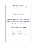 Luận văn xác định độ tiêu hoá của một số nguyên liệu sử dụng làm thức ăn cho cá trắm cỏ (ctenopharyngodon idella) tại sơn la 