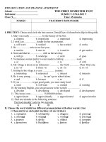 ĐỀ KIỂM TRA HỌC KÌ I ANH 9 (2010-2011)