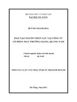 Đào tạo nguồn nhân lực tại công ty cổ phần may trường giang, quảng nam 