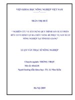 Nghiên cứu và xây dựng quy trình xản xuất phân hữu cơ vi sinh vật đa chức năng để phục vụ sản xuất nông nghiệp tại tỉnh hà giang