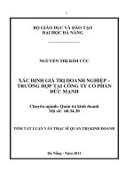 Xác định giá trị doanh nghiệp   trường hợp tại công ty cổ phần đức mạnh