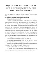 THỰC TRẠNG KẾ TOÁN CHI PHÍ SẢN XUẤT VÀ TÍNH GIÁ THÀNH SẢN PHẨM TẠI CÔNG TY CỔ PHẦN CÔNG NGHỆ SẠCH