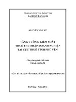 Tăng cường kiểm soát thuế thu nhập doanh nghiệp tại cục thuế tỉnh phú yên 
