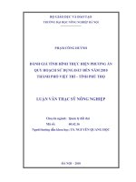 Luận văn đánh giá tình hình thực hiện phương án quy hoạch sử dụng đất đến năm 2010 thành phố việt trì phú thọ 