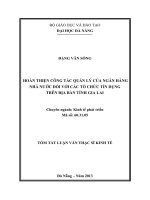 Hoàn thiện công tác quản lý của ngân hàng nhà nước đối với các tổ chức tín dụng trên địa bàn tỉnh gia lai 