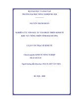 Nghiên cứu vốn đầu tư vào phát triển kinh tế khu vực nông thôn tỉnh hải dương 