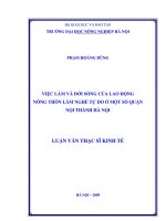 Việc làm và đời sống của lao động nông thôn làm nghề tự do tại một số quận nội thành hà nội 