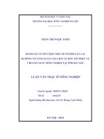 Đánh giá tuyển chọn một số tổ hợp lúa lai ba dòng có năng suất cao, chất lượng tốt phục vụ cho sản xuất nông nghiệp tại tỉnh hà nam 