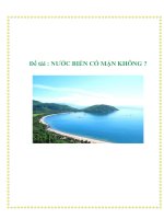 Đề tài : NƯỚC BIỂN CÓ MẶN KHÔNG ?