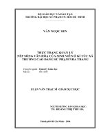 THỰC TRẠNG QUẢN LÝ NẾP SỐNG VĂN HÓA CỦA SINH VIÊN Ở KÍ TÚC XÁ TRƯỜNG CAO ĐẲNG SƯ PHẠM NHA TRANG