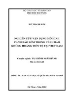 Nghiên cứu vận dụng mô hình cảnh báo sớm trong cảnh báo khủng hoảng tiền tệ tại việt nam 