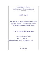 Ảnh hưởng của mật độ và khoảng cách cấy đến sinh trưởng và năng suất lúa TH3 5 tại huyện yên dũng,tỉnh bắc giang 