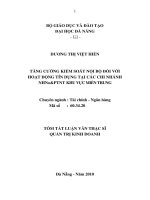 Tăng cường kiểm soát nội bộ đối với hoạt động tín dụng tại các chi nhánh NHNo&PTNT khu vực miền trung 