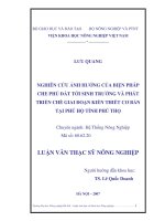 nghiên cứu ảnh hưởng của biện pháp che phủ đất tới sinh trưởng và phát triển chè giai đoạn kiến thiết cơ bản tại phú hộ, phú thọ 