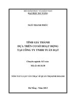 Tính giá thành dựa trên cơ sở hoạt động tại công ty TNHH tuấn đạt