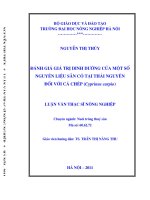 Đánh giá giá trị dinh dưỡng của một số nguyên liệu sẵn có tại thái nguyên đôi với cá chép (cyprinus carpio) 