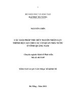 Các giải pháp thu hút nguồn nhân lực trình độ cao cho các cơ quan nhà nước ở tỉnh quảng nam 
