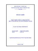 Luận văn phát triển nuôi cá theo hướng bền vững huyện tân yên, tỉnh bắc giang 