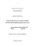 Chuyển dịch cơ cấu nông nghiệp huyện thăng bình, tỉnh quảng nam 