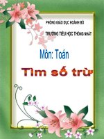 Gián án Toán lớp 2: Tìm số trừ