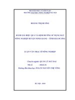 Đánh giá hiệu quả và định hướng sử dụng đất nông nghiệp huyện ninh giang tỉnh hải dương
