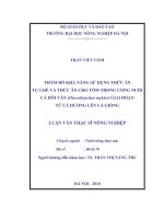 Thăm dò khả năng sử dụng thức ăn tự chế và thức ăn cho tôm trong ương nuôi cá hồi vân (oncorhynchus mykiss) giai đoạn từ cá hương lên cá giống 