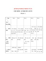 CHỦ ĐIỂM : LỄ HỘI MÙA XUÂN - KẾ HOẠCH HOẠT ĐỘNG TUẦN 10 - Thứ 4