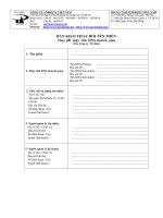 Bản khai thay đổi tên miền cho công ty, tổ chức