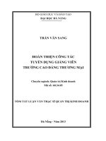 Hoàn thiện công tác tuyển dụng giảng viên trường cao đẳng thương mại 