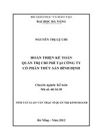 Hoàn thiện kế toán quản trị chi phí tại công ty cổ phần thủy sản bình định 