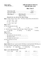 Gián án Kiểm tra định kì lần 3 Toán  3 + Đáp án