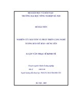 Nghiên cứu tảo tồn và phát triển làng nghề tương bần mỹ hào   hưng yên 