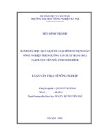 Luận văn đánh giá hiệu quả một số loại hình sử dụng đất nông nghiệp theo hướng sản xuất hàng hoá tại huyện yên mô, tỉnh ninh bình 