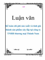 Luận văn: Kế toán chi phí sản xuất và tính giá thành sản phẩm xây lắp tại công ty TNHH thương mại Thành Nam