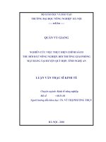 Nghiên cứu việc thực hiện chính sách thu hồi đất nông nghiệp, bồi thường giải phóng mặt bằng tại huyện quỳ hợp, tỉnh nghệ an 