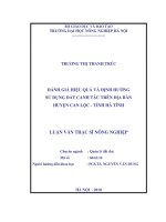 Luận văn đánh giá hiệu quả và định hướng sử dụng đất canh tác trên địa bàn huyện can lộc   tỉnh hà tĩnh 