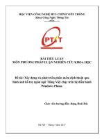 Phương pháp luận và nghiên cứu khoa học  _đề tài_ xây dựng và phát triển phần mềm dịch thuật qua hình ảnh hỗ trợ ngôn ngữ tiếng việt chạy trên hệ điều hành windows phone   