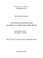 Vận dụng kế toán quản trị tại công ty cổ phần than miền trung 