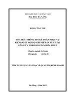 Tổ chức thông tin kế toán phục vụ kiểm soát nội bộ chi phí sản xuất tại công ty TNHH đồ gỗ nghĩa phát