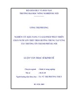 Nghiên cứu khả năng và giải pháp phát triển chăn nuôi lợn thịt theo hướng trung tại vùng thường tín thành phố hà nội 
