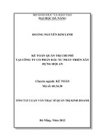 Kế toán quản trị chi phí tại công ty cổ phần đầu tư phát triển xây dựng hội an 