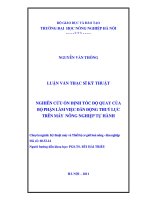 Nghiên cứu ổn định tốc độ quay của bộ phận làm việc dẫn động thuỷ lực trên máy nông nghiệp tự hành 