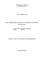 Hoàn thiện phân cấp quản lý chi ngân sách tỉnh quảng nam 